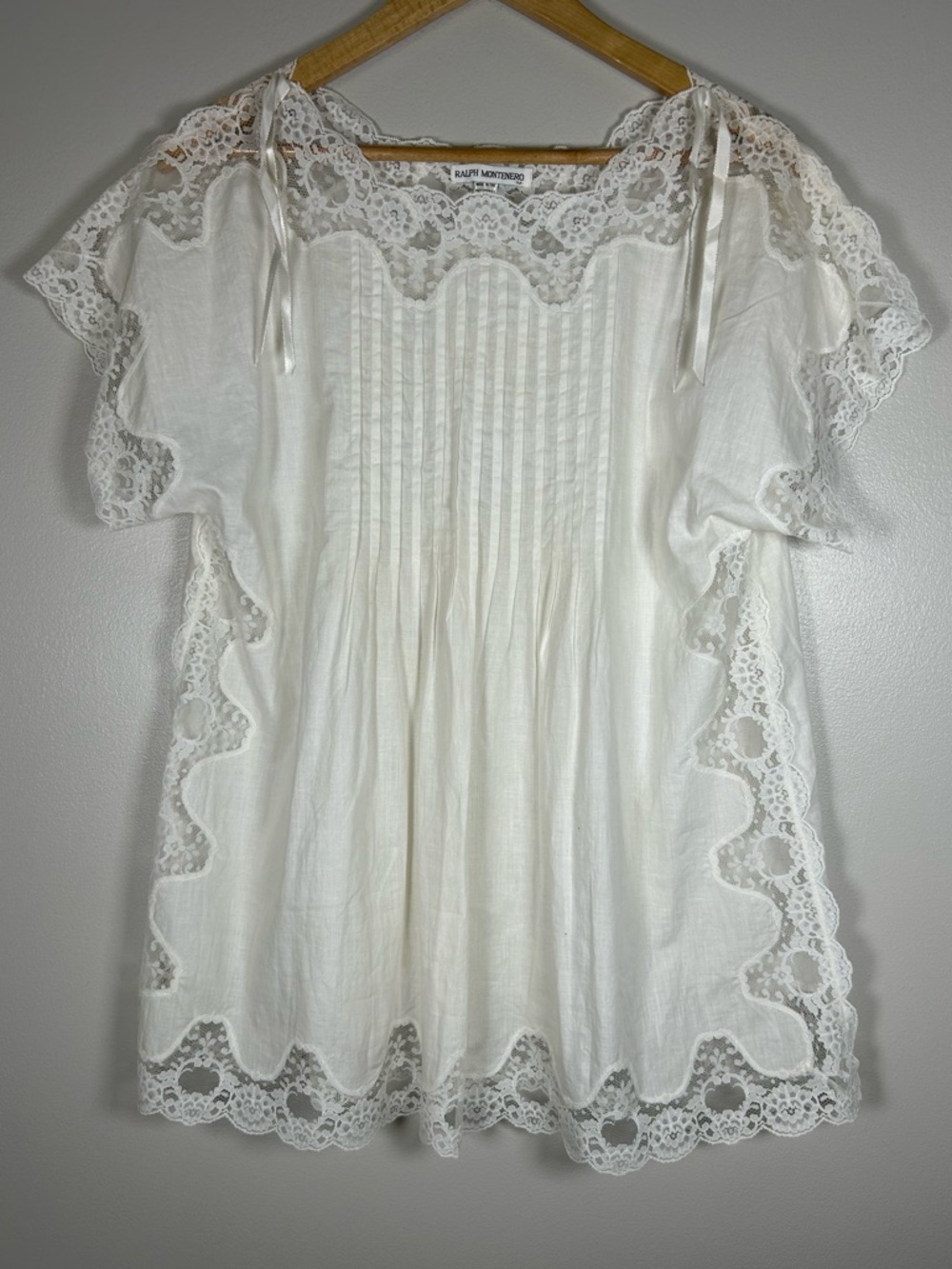 Vintage Ralph Montenero Lace Trim Peasant Blouse Nightgown Victorian Inspired